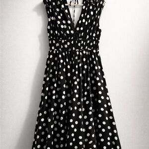 J. Crew Black and White Polka Dot Midi Dress